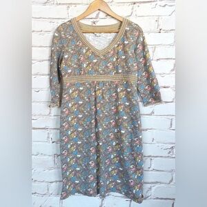 Boden‎ v-neck cotton v-neck Floral Knit Dress
